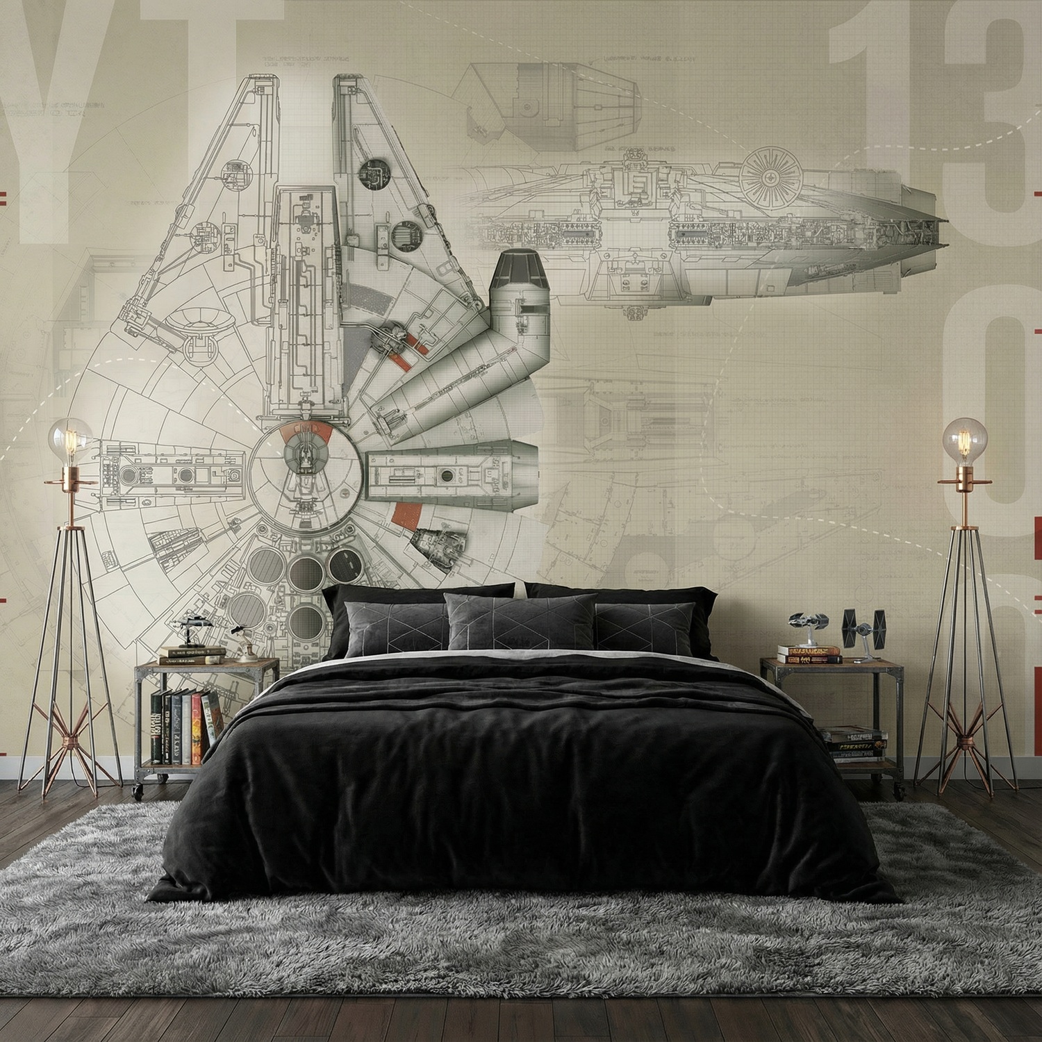 Wall Murals: Millennium Falcon Blueprints