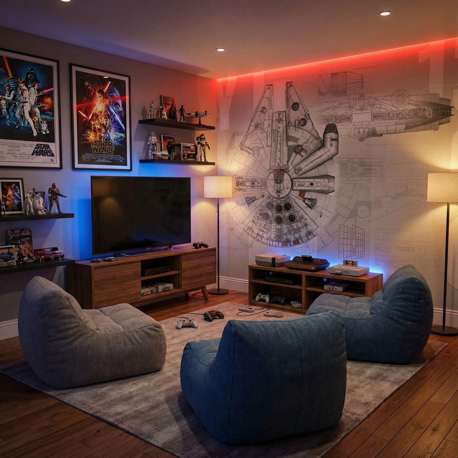 Wall Murals: Millennium Falcon Blueprints