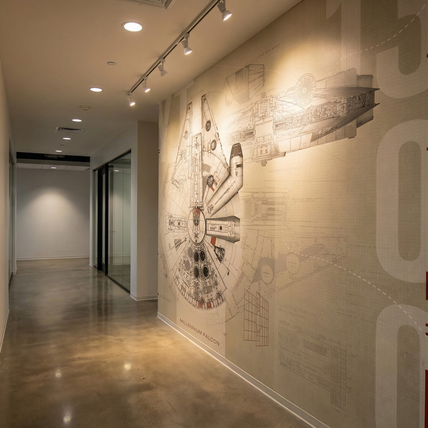 Wall Murals: Millennium Falcon Blueprints
