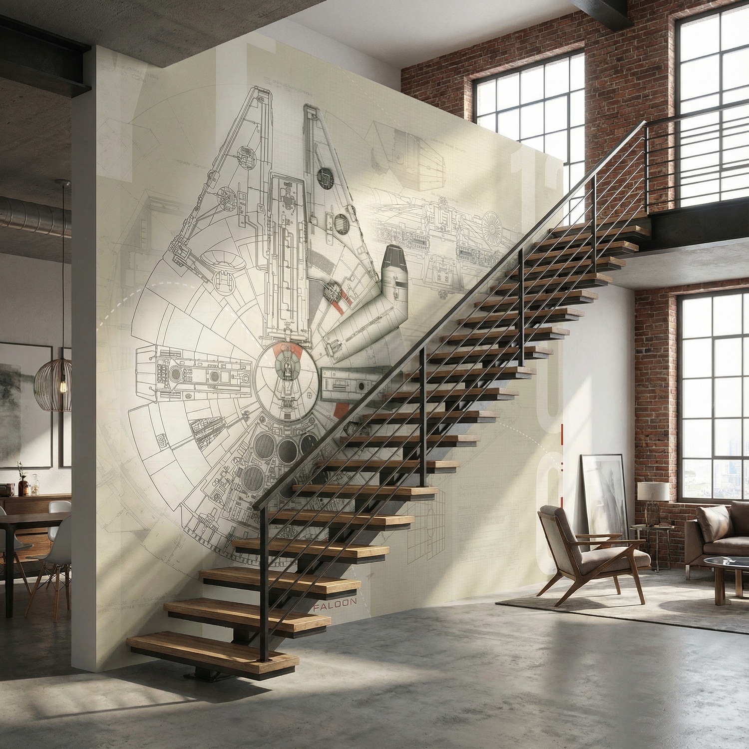 Wall Murals: Millennium Falcon Blueprints