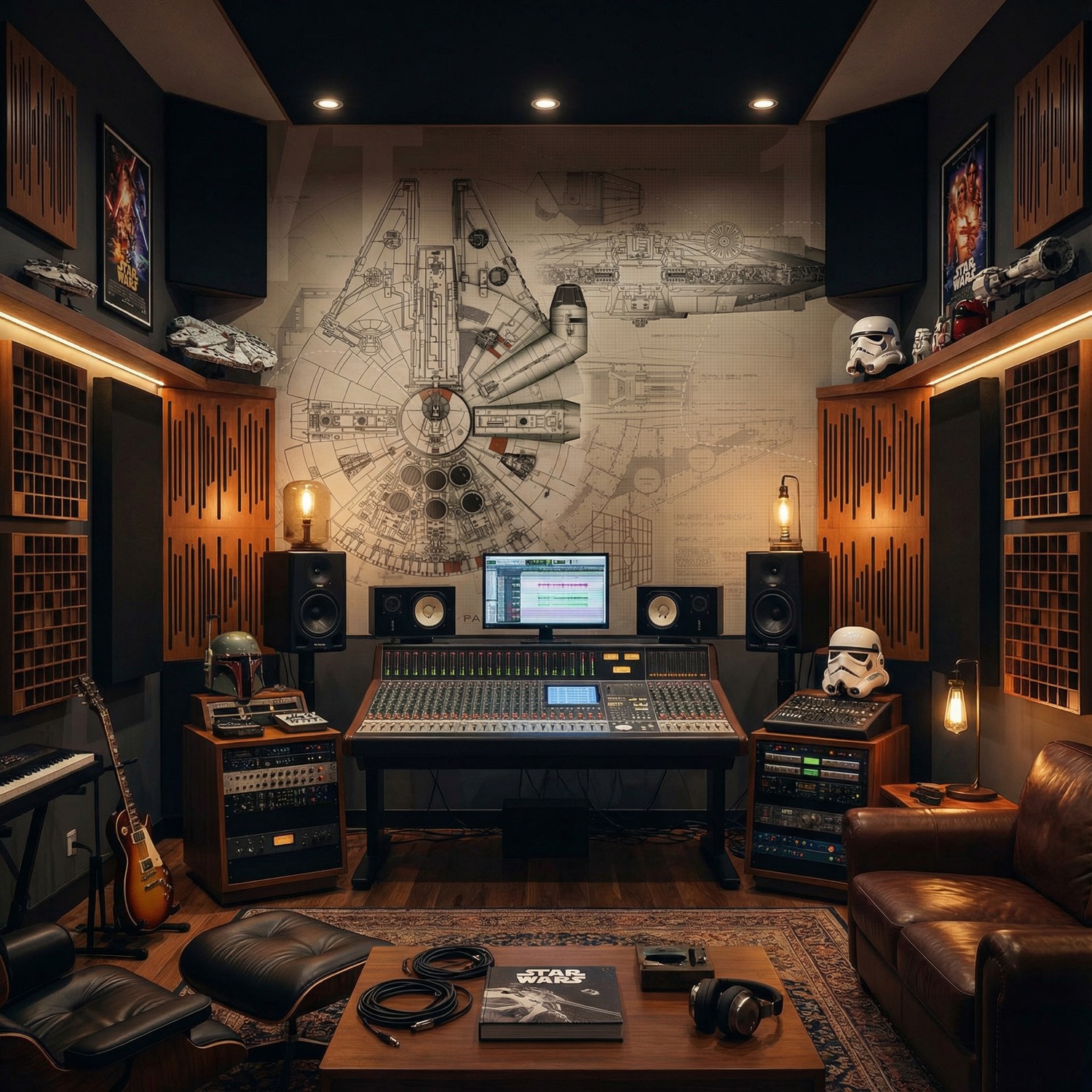 Wall Murals: Millennium Falcon Blueprints