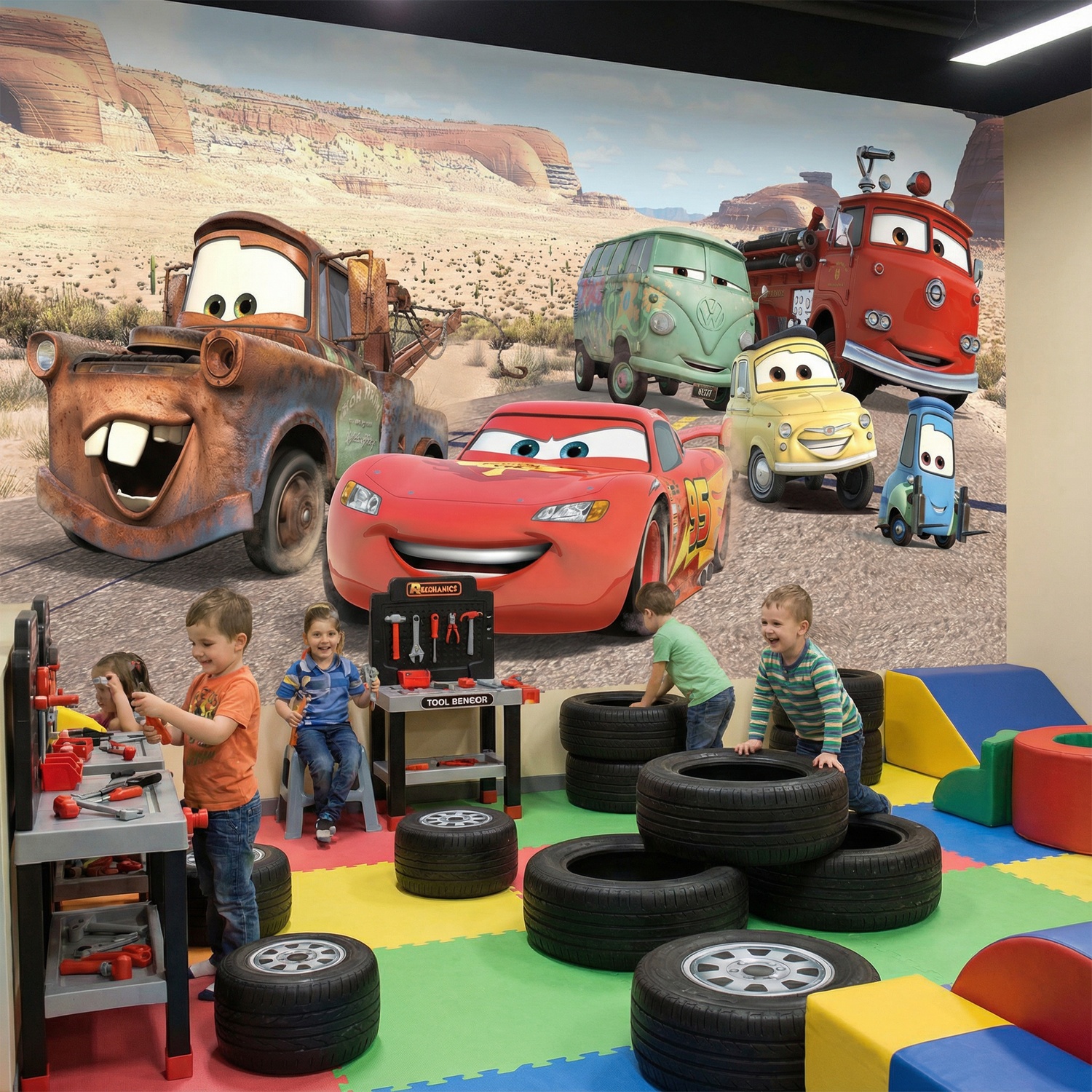 Wall Murals: Lightning McQueen and Friends at Radiator Springs