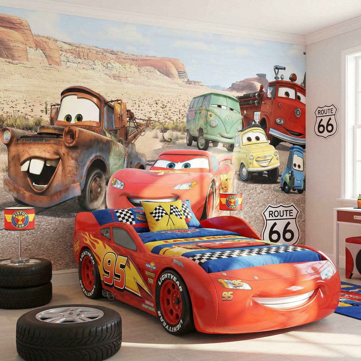 Wall Murals: Lightning McQueen and Friends at Radiator Springs