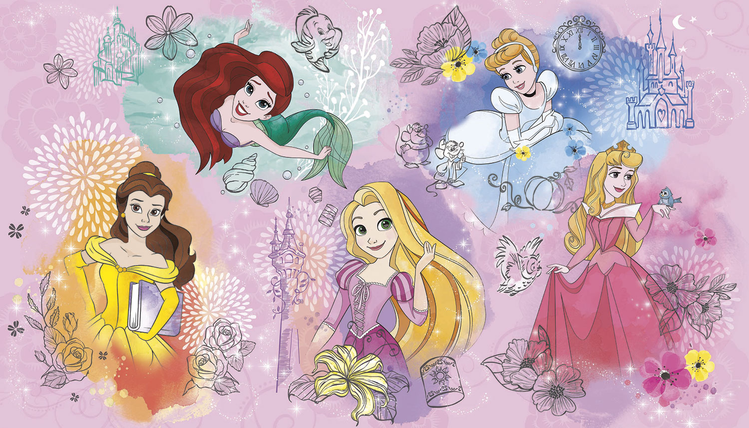 Wall Murals: Beautiful Faces of Disney Princesses