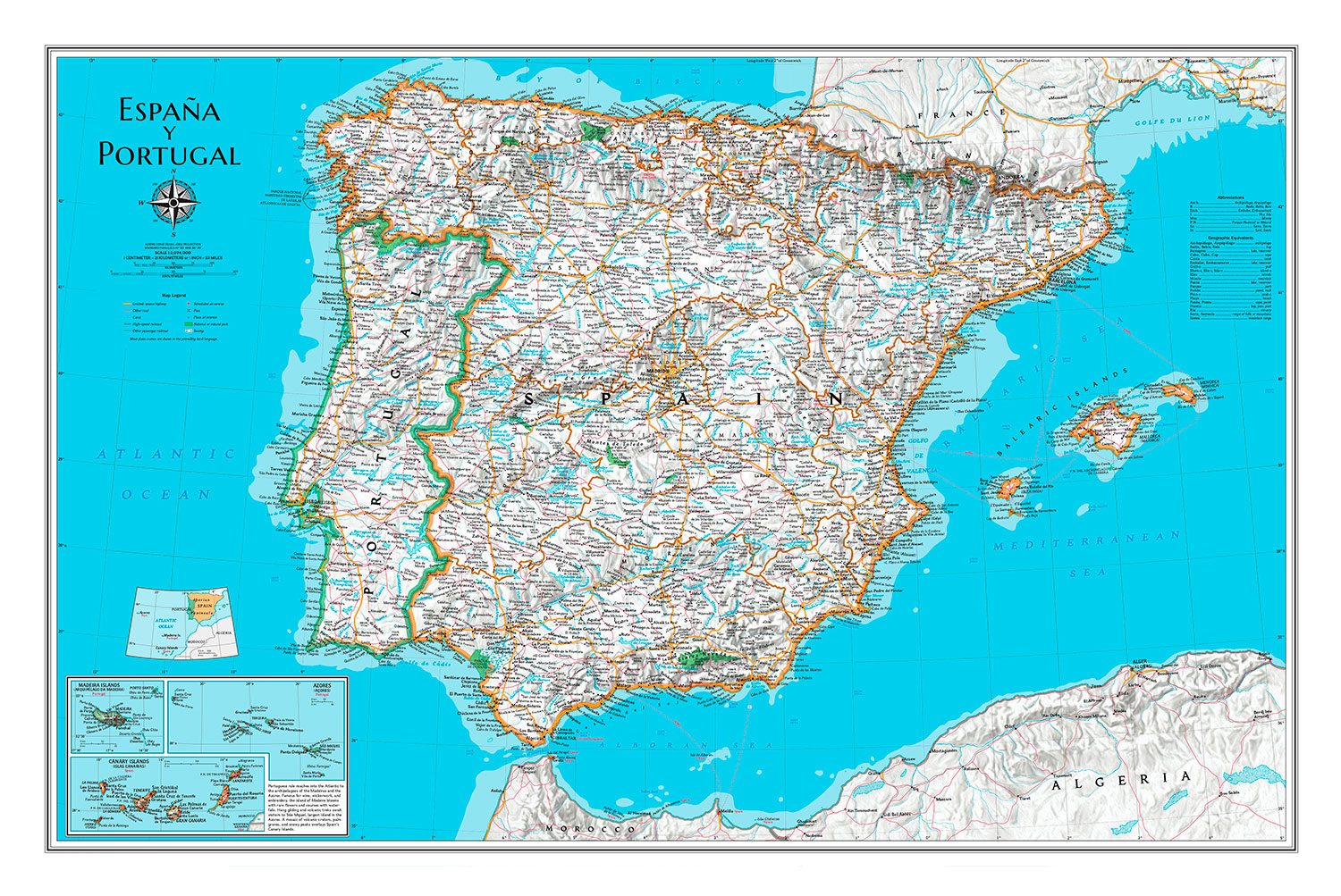 Wall Murals: World Map Spain and Portugal
