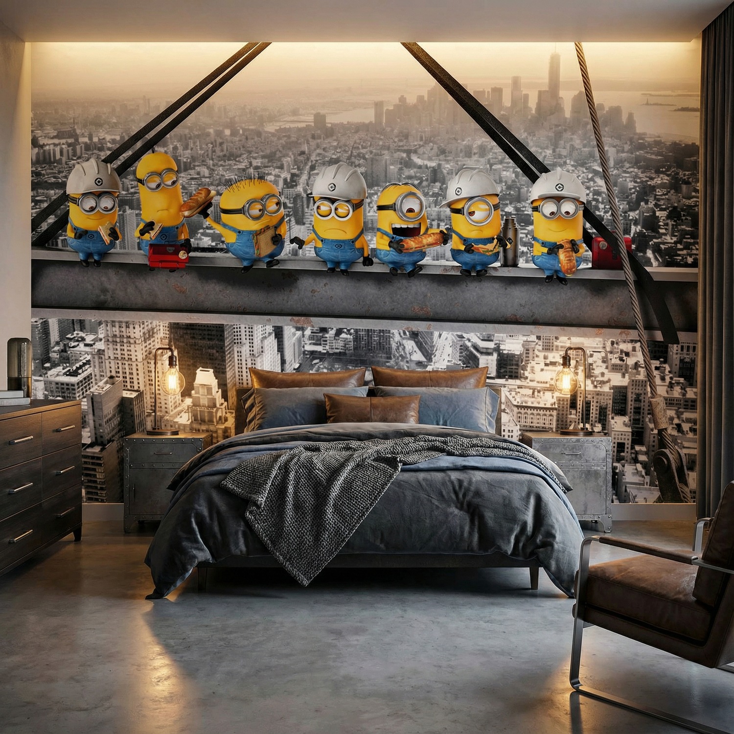 Wall Murals: Minions on the Beam