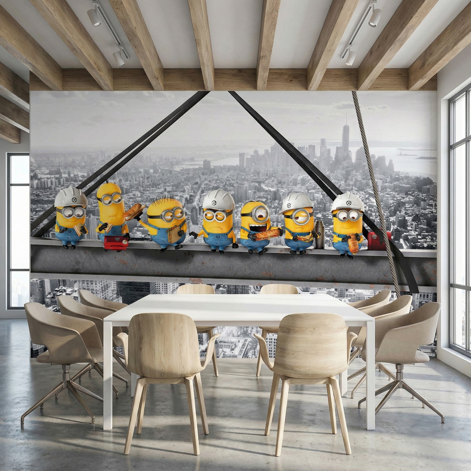 Wall Murals: Minions on the Beam