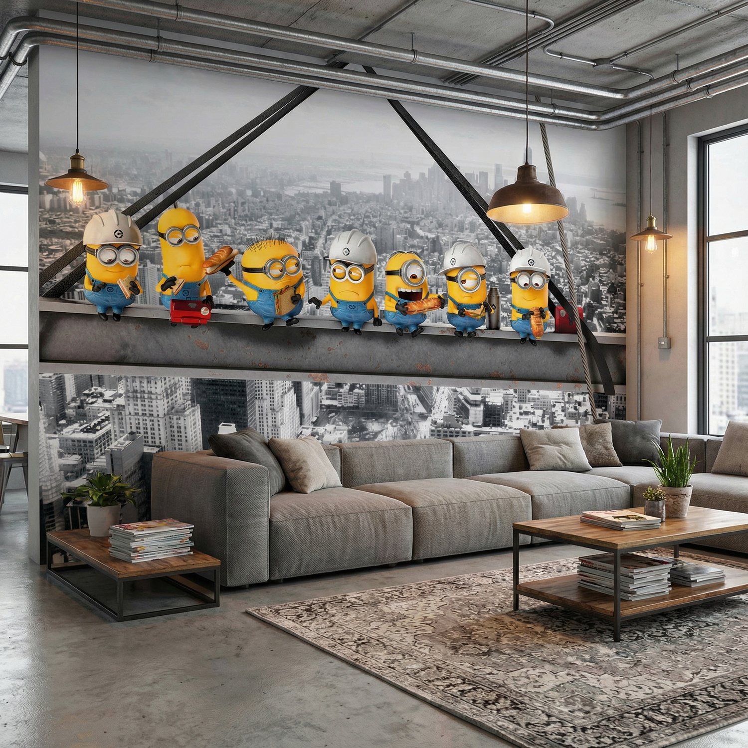 Wall Murals: Minions on the Beam