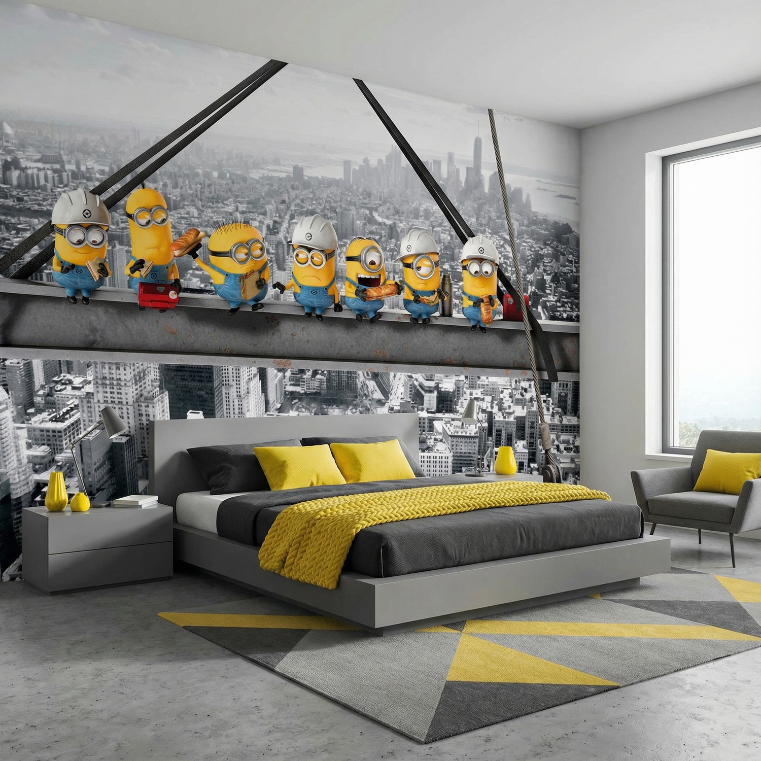 Wall Murals: Minions on the Beam