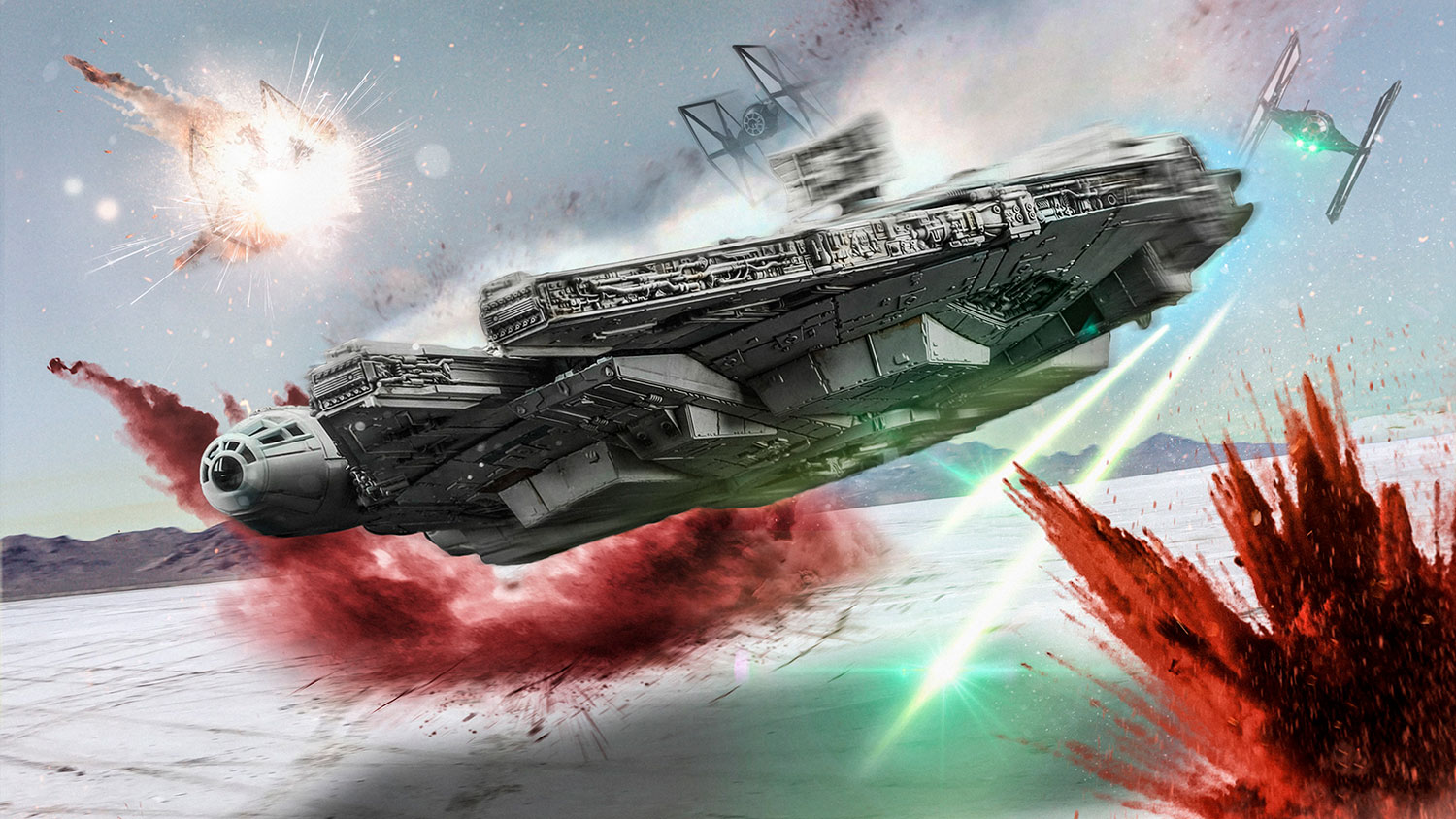 Wall Murals: Millennium Falcon in Battle
