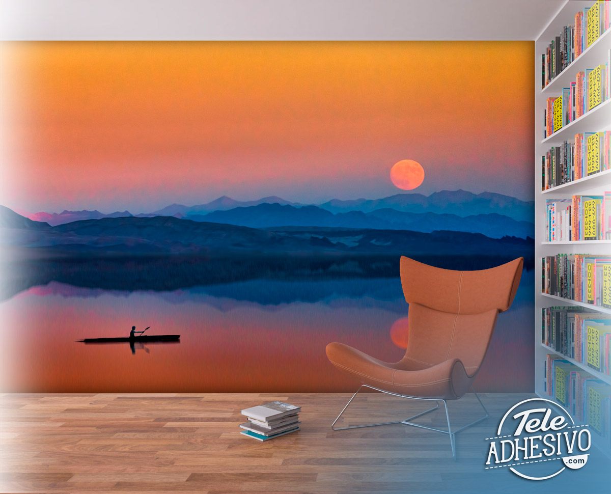 Wall Murals: Canoeing at Sunset