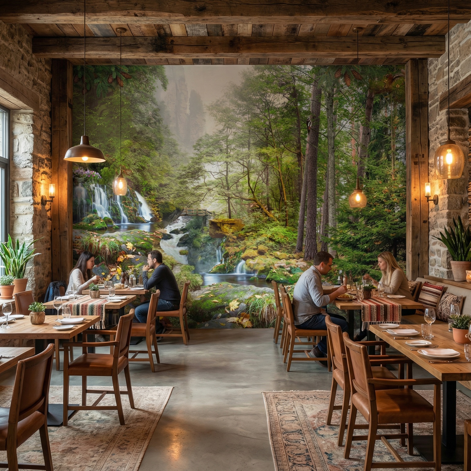 Wall Murals: Forest and Waterfall