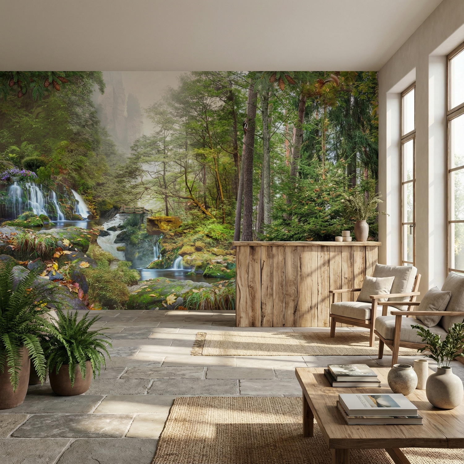 Wall Murals: Forest and Waterfall