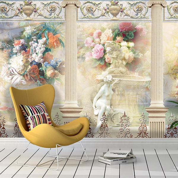 Wall Murals: Columns and Flowers