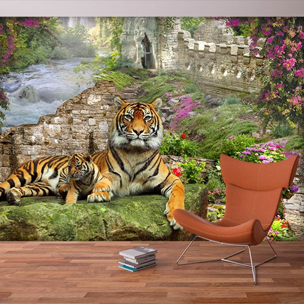 Wall Murals: Tiger with its Calf 0