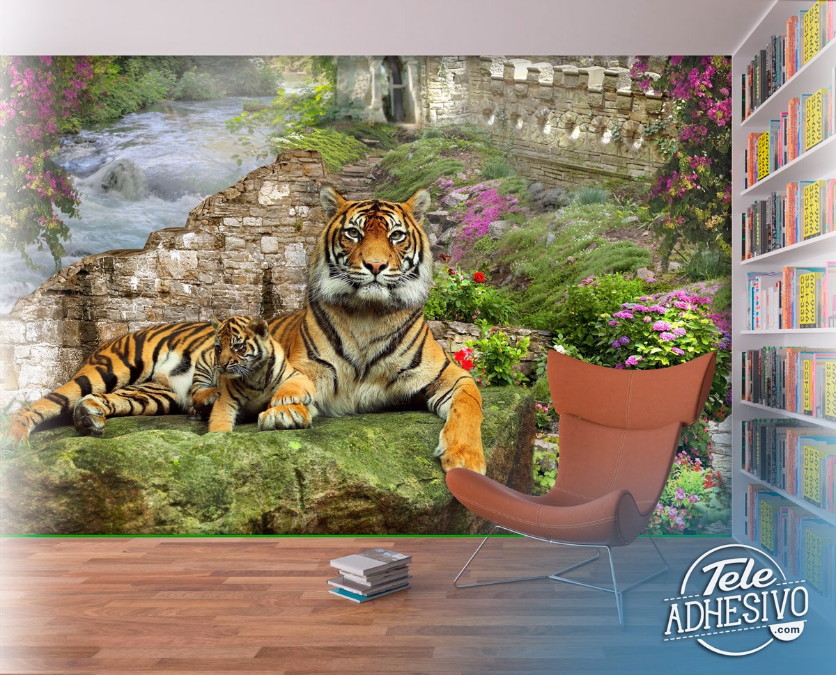 Wall Murals: Tiger with its Calf