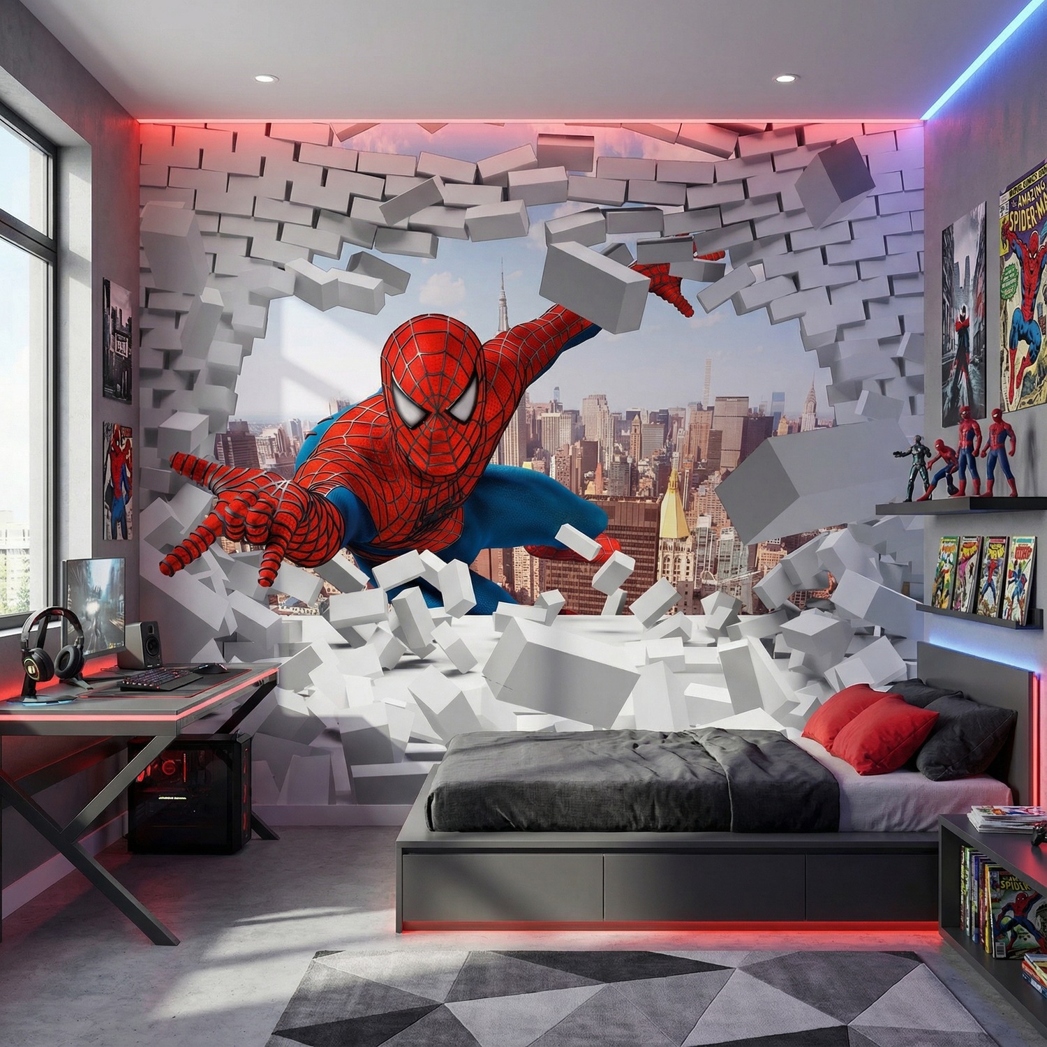 Wall Murals: Spiderman Breaking Through
