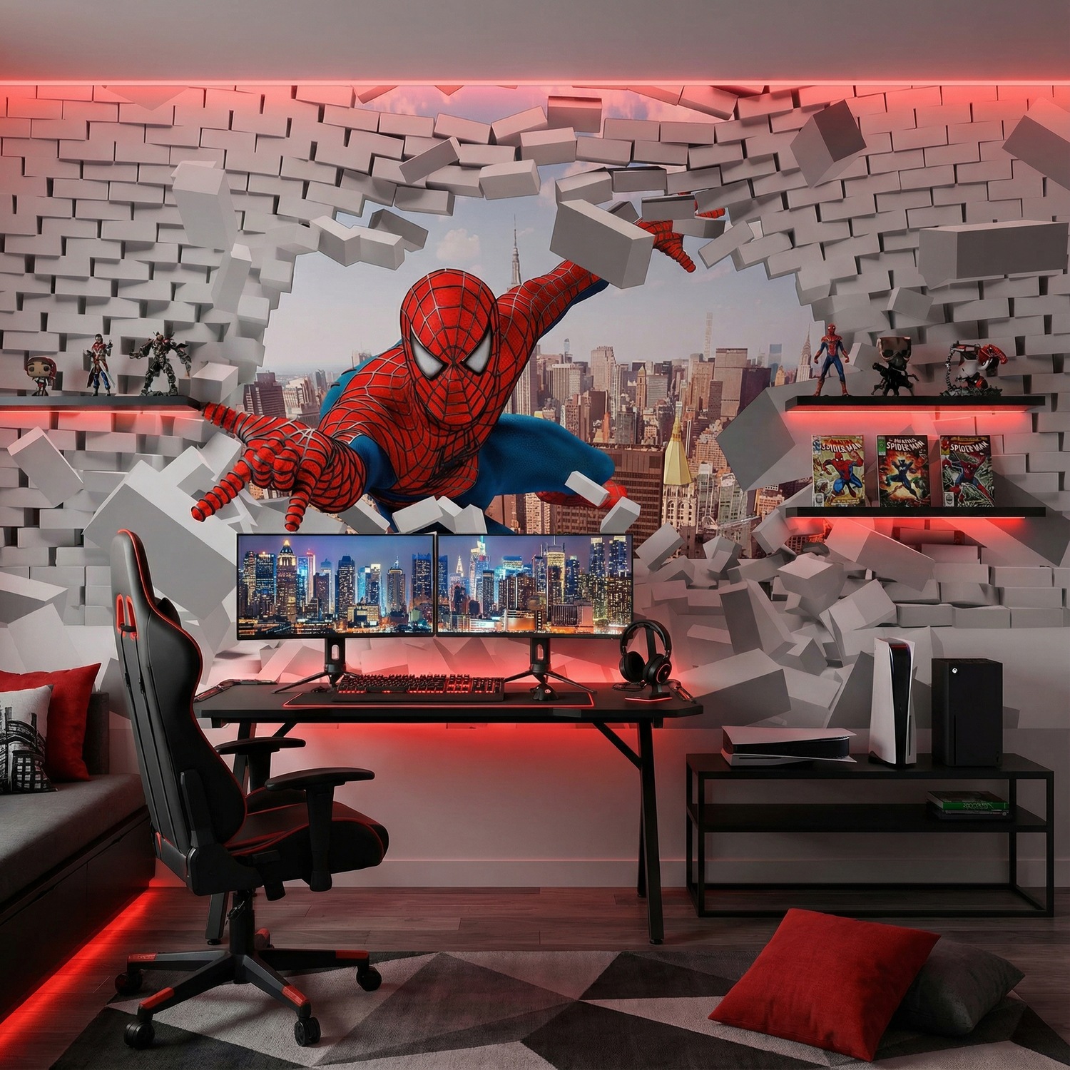 Wall Murals: Spiderman Breaking Through