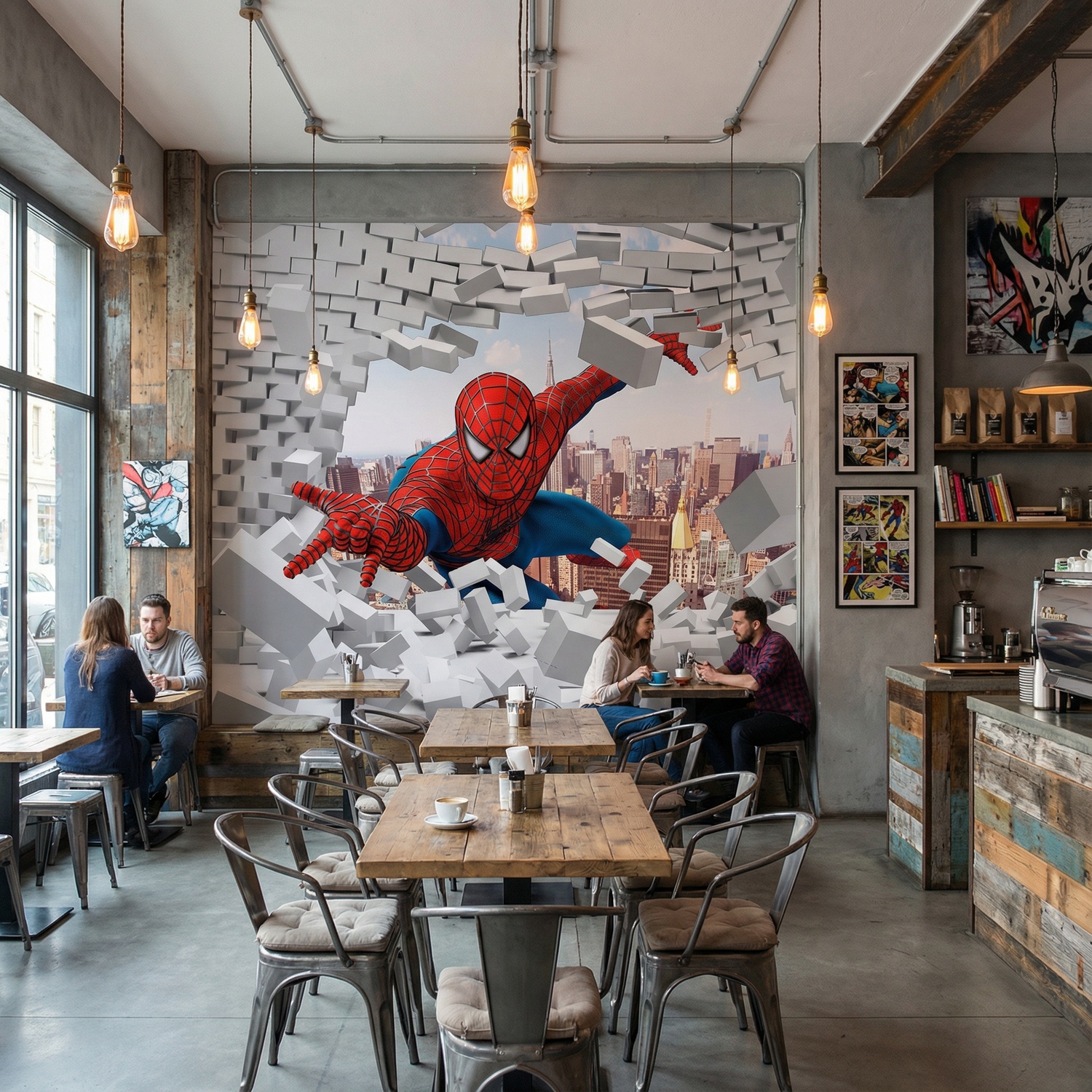 Wall Murals: Spiderman Breaking Through
