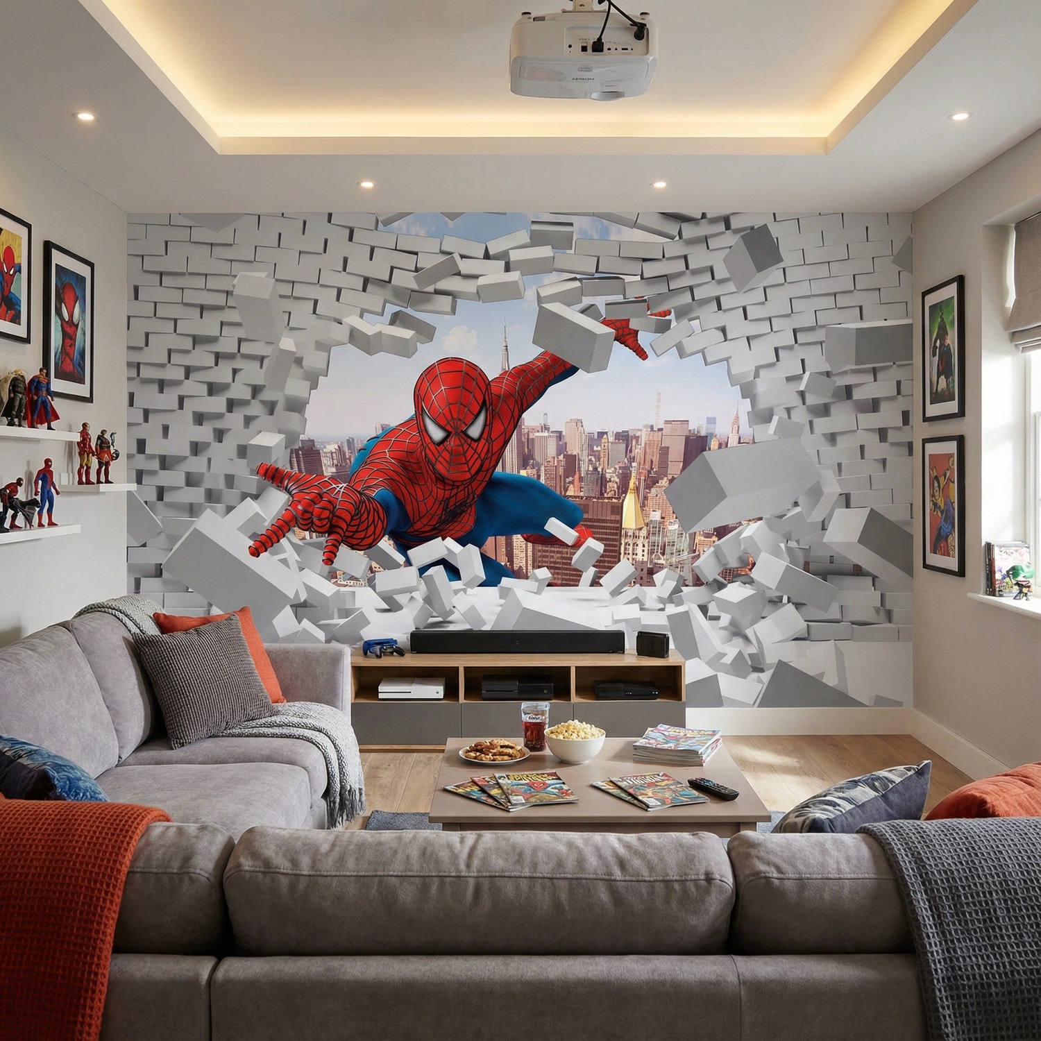 Wall Murals: Spiderman Breaking Through