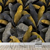 Wall Murals: Grey and Yellow Palm Leaves 2