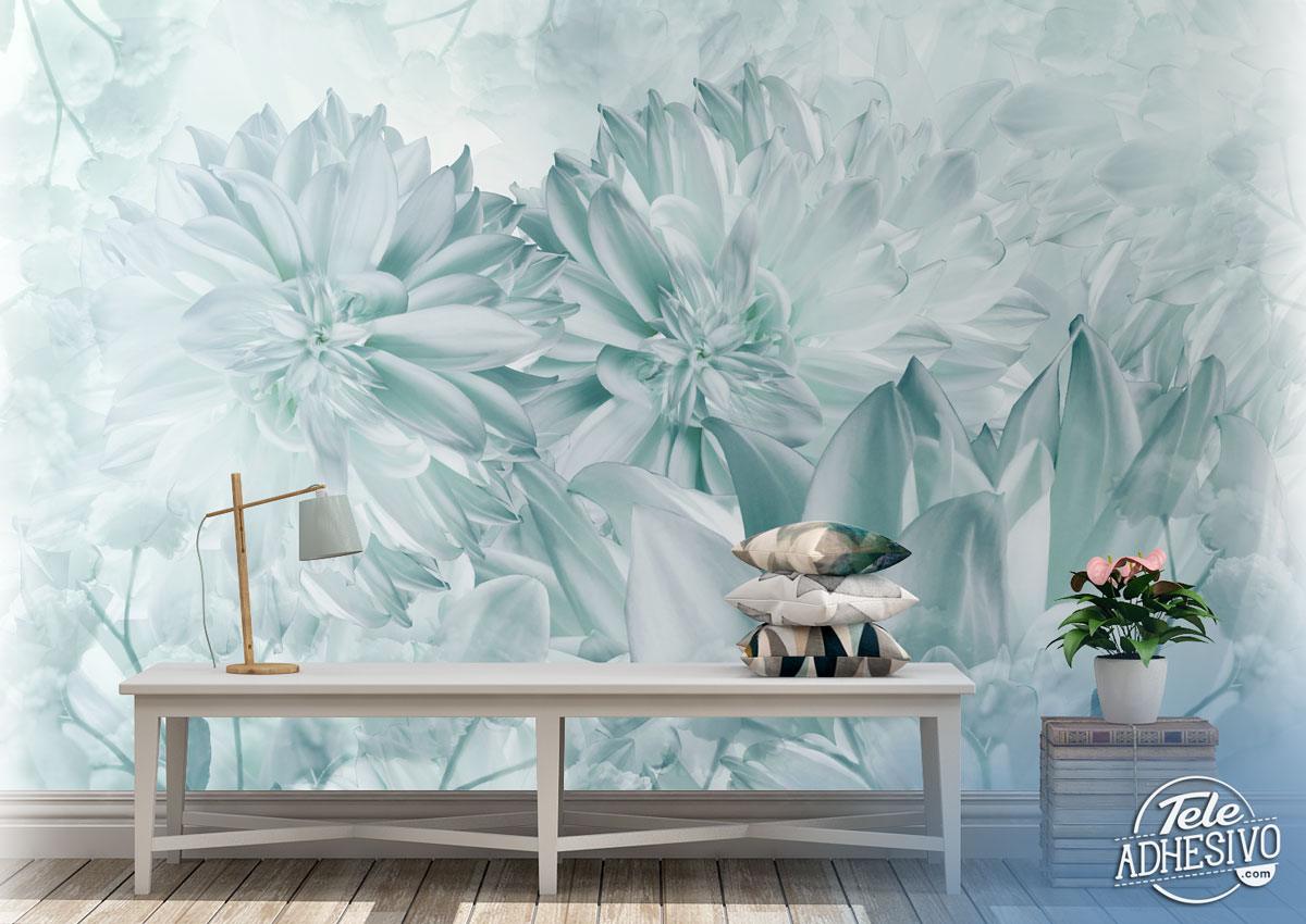 Wall Murals: Flores Turquesa Collage