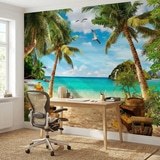 Wall Murals: Seagulls over the Treasure on the Beach 5