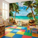 Wall Murals: Seagulls over the Treasure on the Beach 6