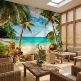 Wall Murals: Seagulls over the Treasure on the Beach 7