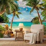 Wall Murals: Seagulls over the Treasure on the Beach 8