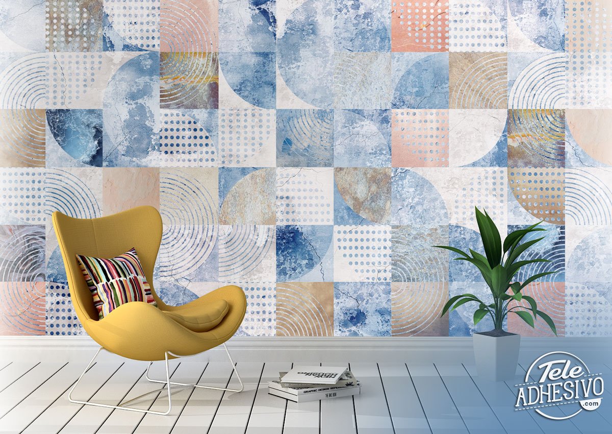 Wall Murals: Abstract Blue Mosaic