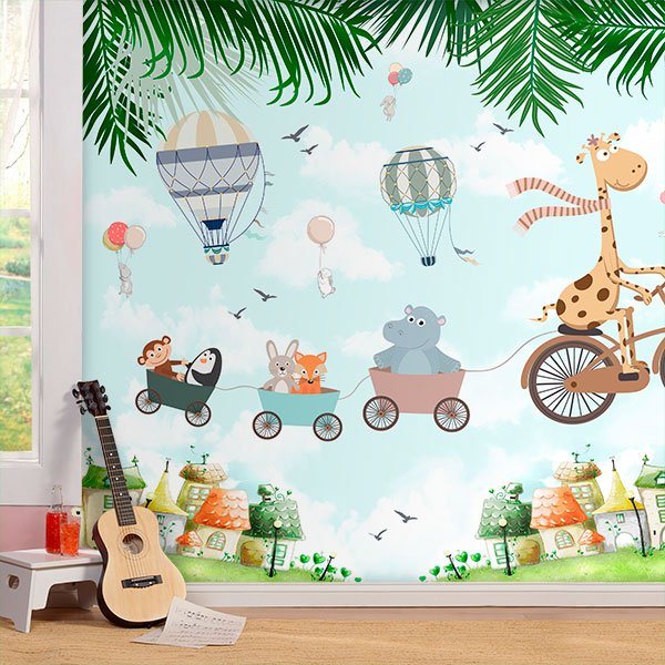 Wall Murals: Giraffe and Friends Playing