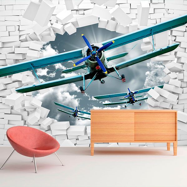 Wall Murals: Plane Breaking Wall 0