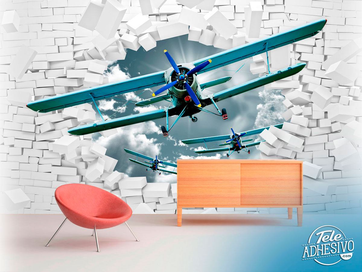 Wall Murals: Plane Breaking Wall