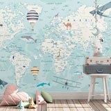 Wall Murals: World Map Planes and Globes 2