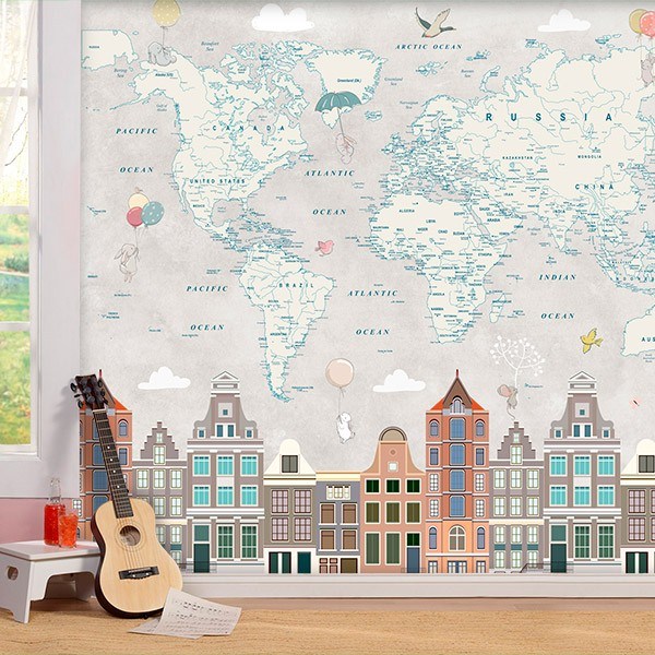 Wall Murals: World Map City 0