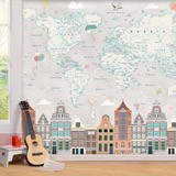 Wall Murals: World Map City 2