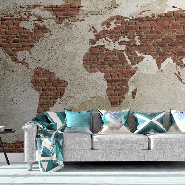 Wall Murals: Brick World Map 0