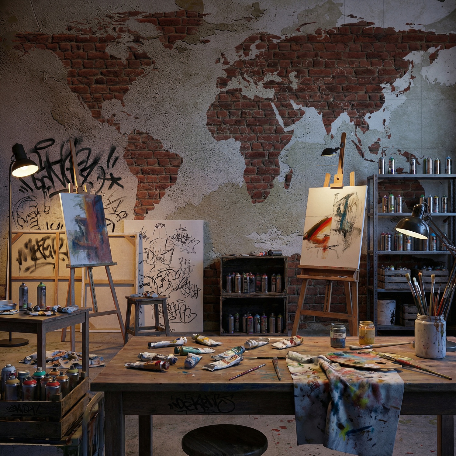 Wall Murals: Brick World Map