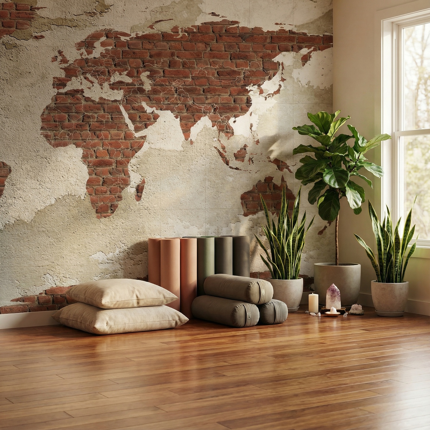 Wall Murals: Brick World Map