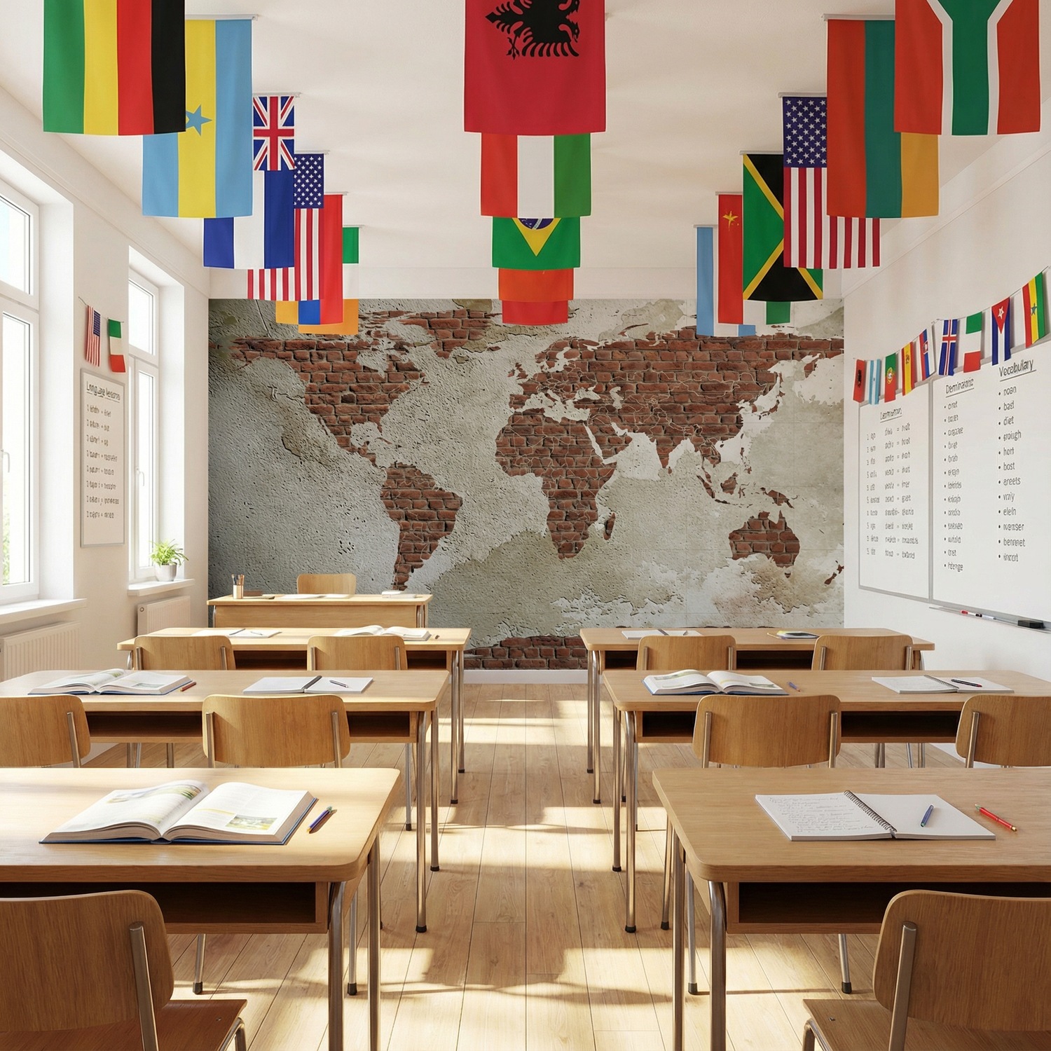 Wall Murals: Brick World Map