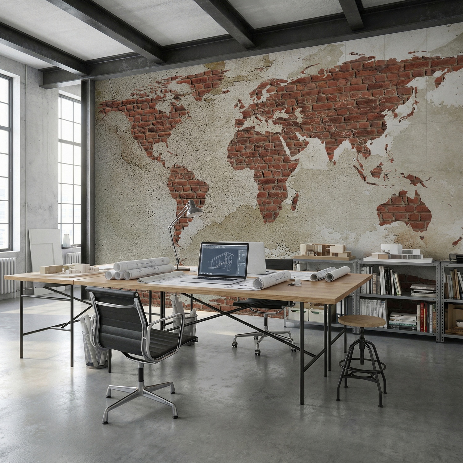 Wall Murals: Brick World Map