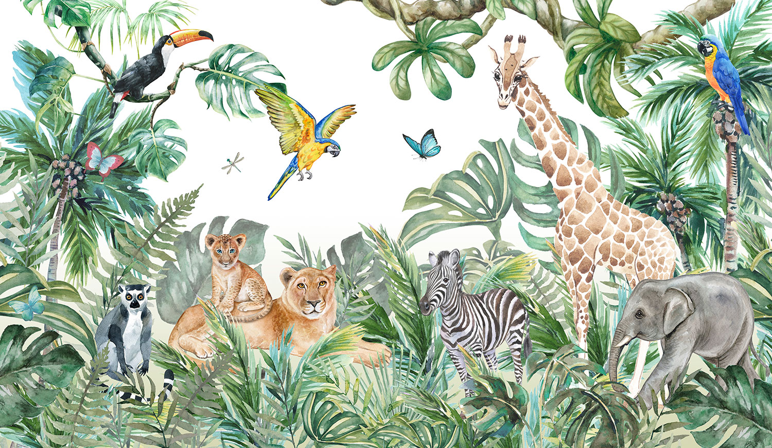 Wall Murals: Animals in Watercolour 