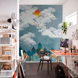 Wall Murals: Pines, Clouds and Birds 2