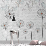 Wall Murals: Dandelions with Grey Background 2