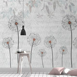 Wall Murals: Dandelions with Grey Background 2