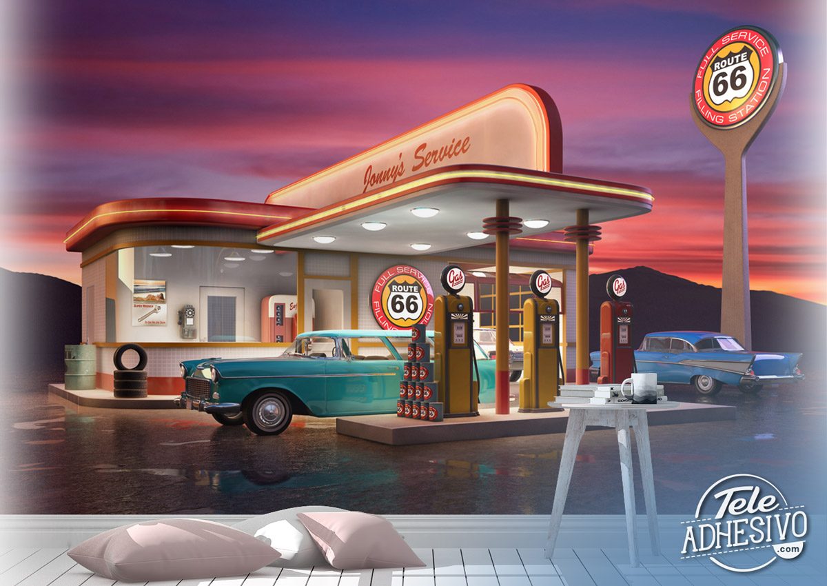 Wall Murals: Route 66 Gas Station