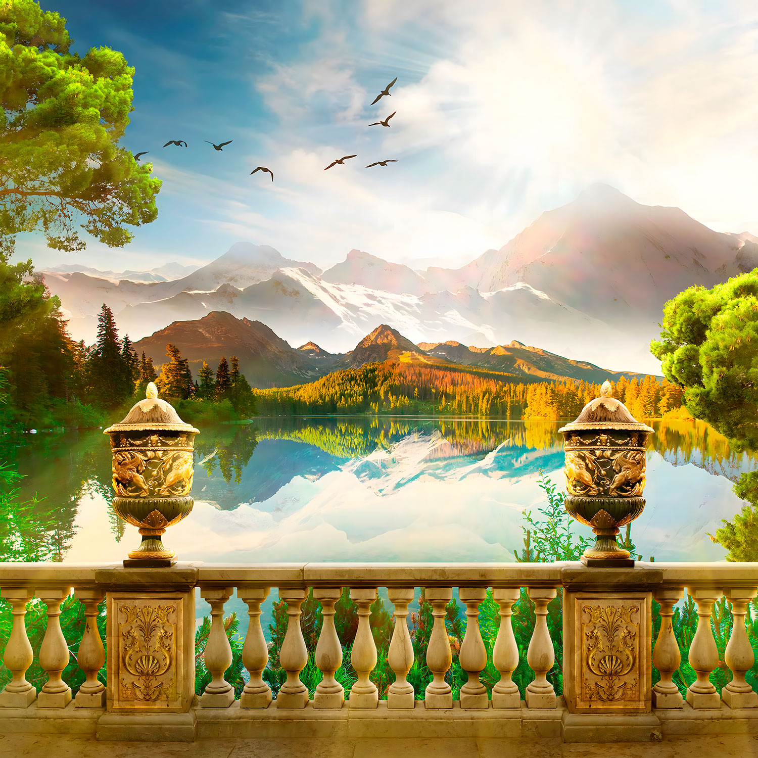 Wall Murals: Mountains and lake