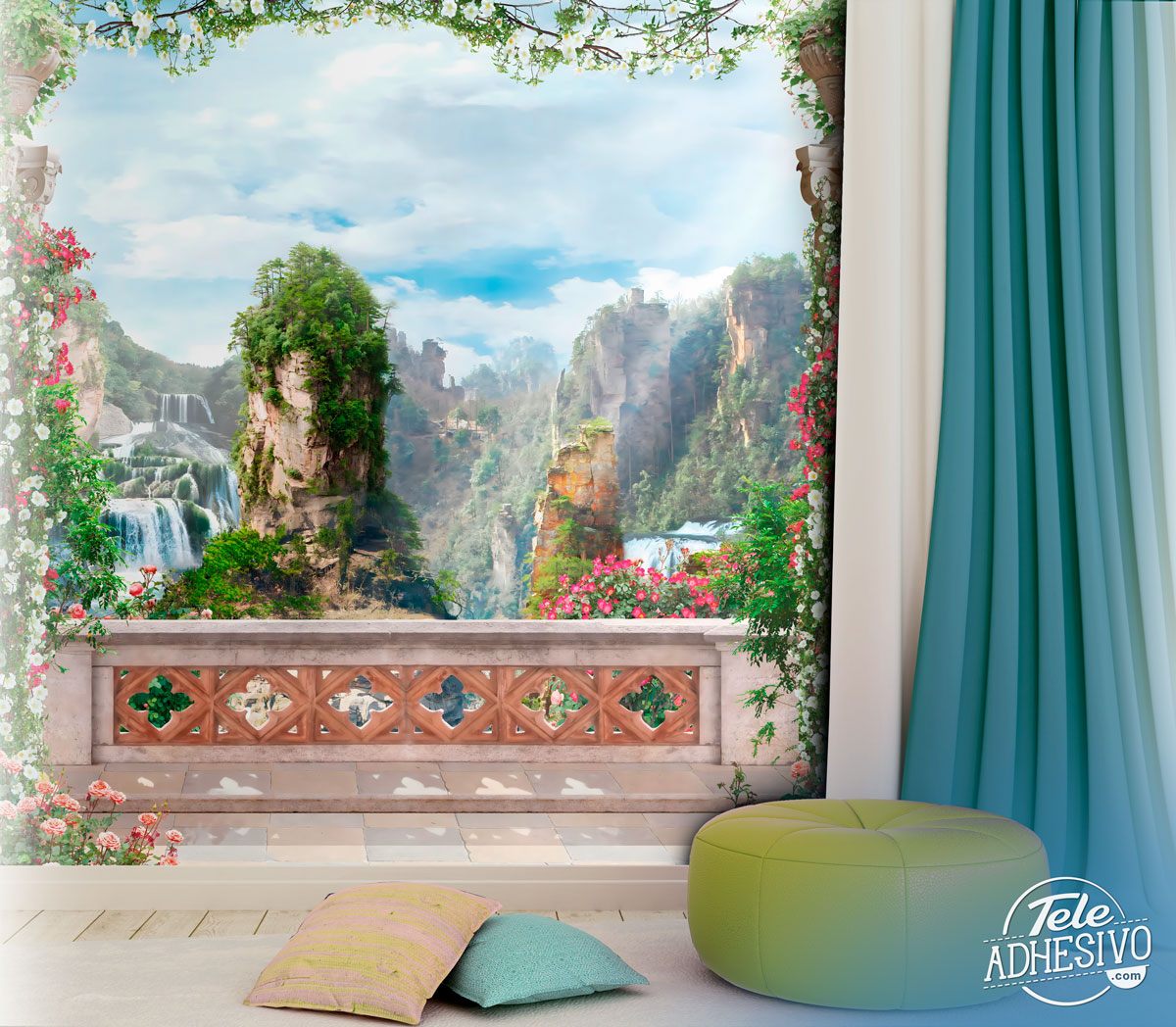 Wall Murals: Terrace towards the mountains