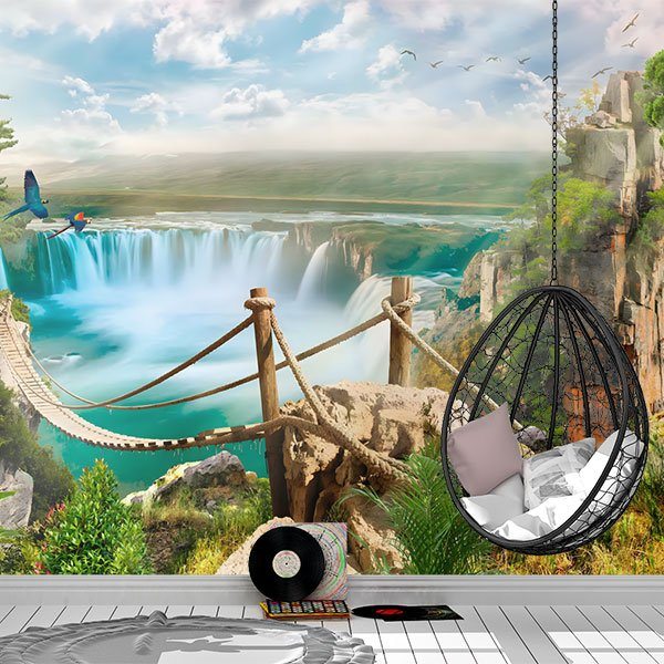 Wall Murals: Bridge over waterfalls 0